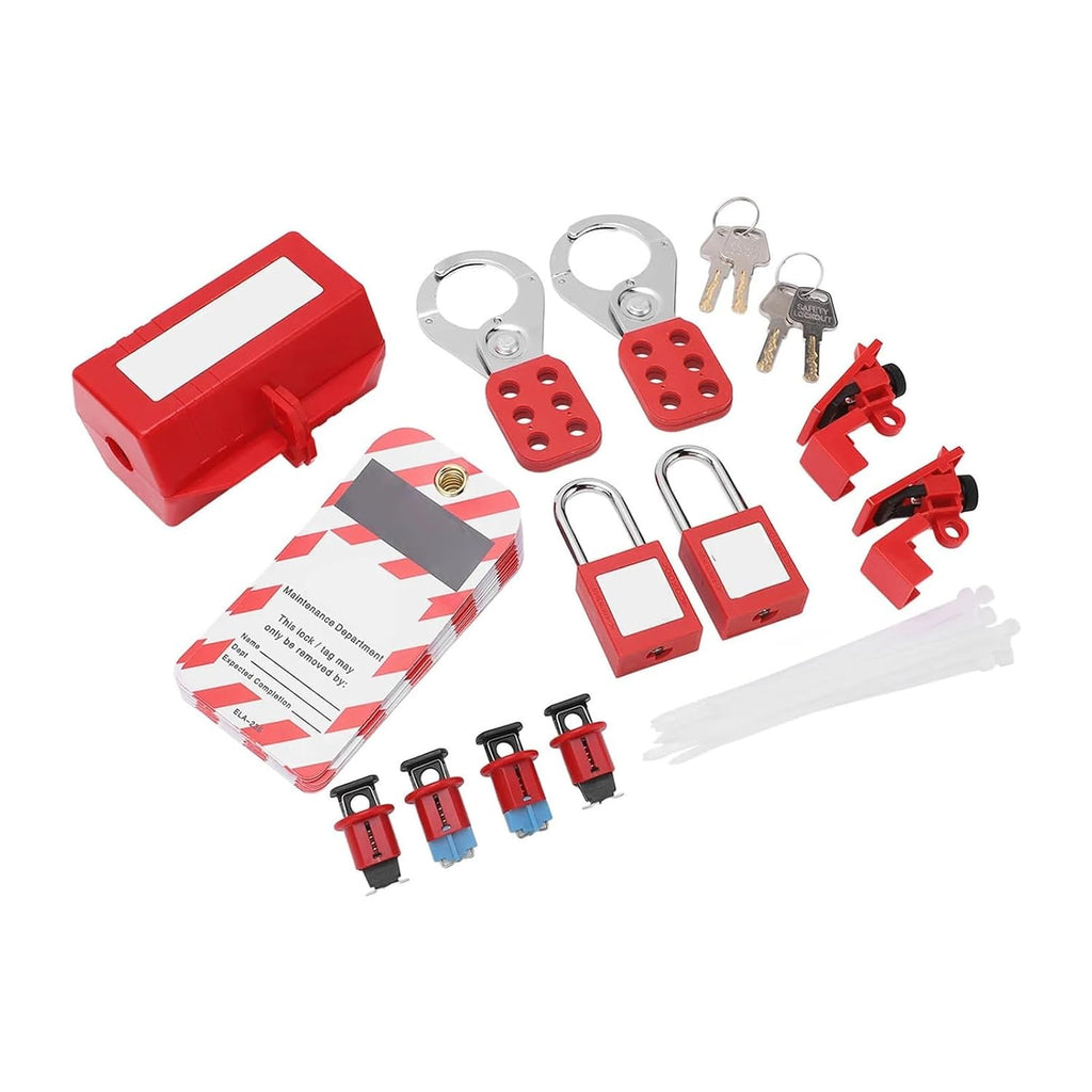 Applicable to Electrical Circuit Breaker Lockout Tagout Kit Safty Padlock Loto Tags Hasps Set for Industrial Lock Out Station