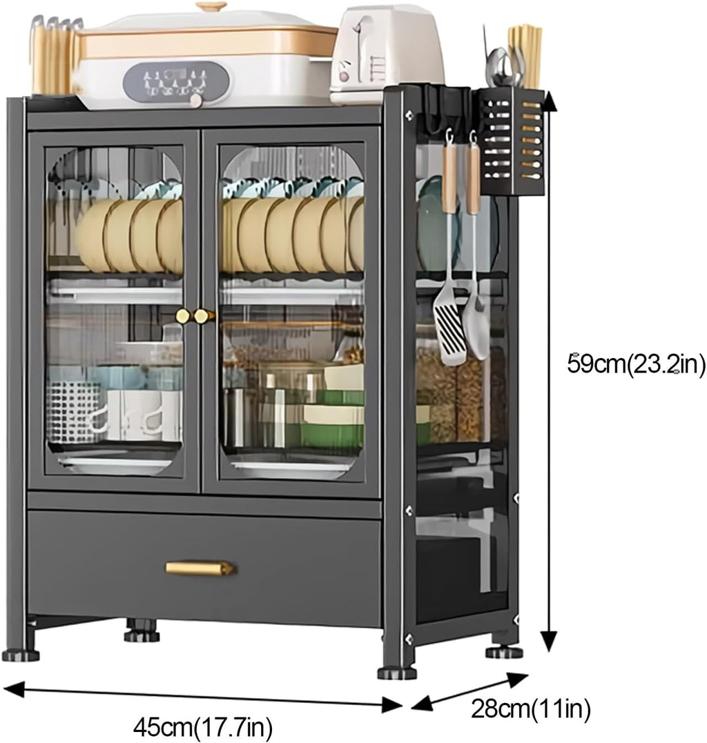 Microwave Stand, Bakers Rack with Storage, Dish Drying Rack, Kitchen Countertop with Drawers Dish Cabinet, Kitchen Storage Cabinet (Color : A)