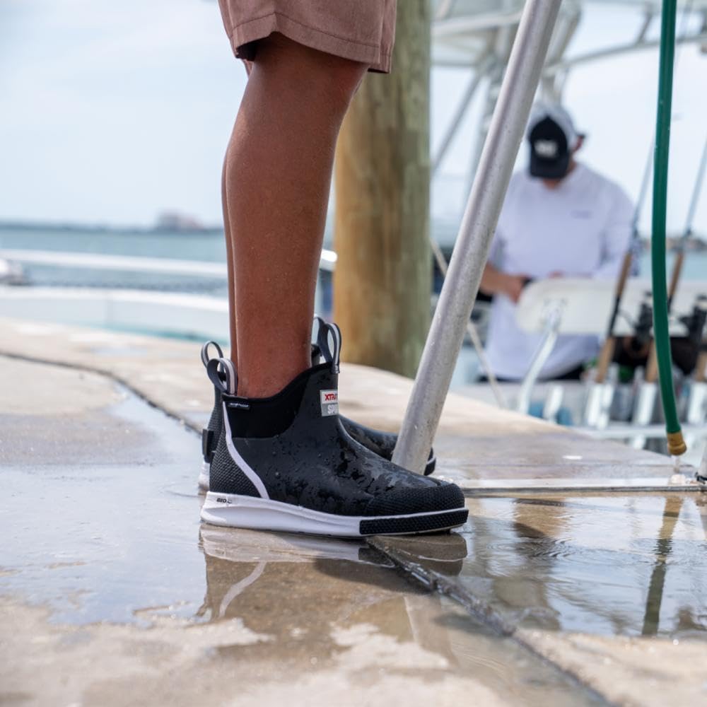 XTRATUF 6' Men's Ankle Deck Boot Sport - 30% Lighter, 100% Waterproof Rubber Fishing Footwear - Non-Marking, Slip-Resistant Outsole - Moisture-Wicking Liner
