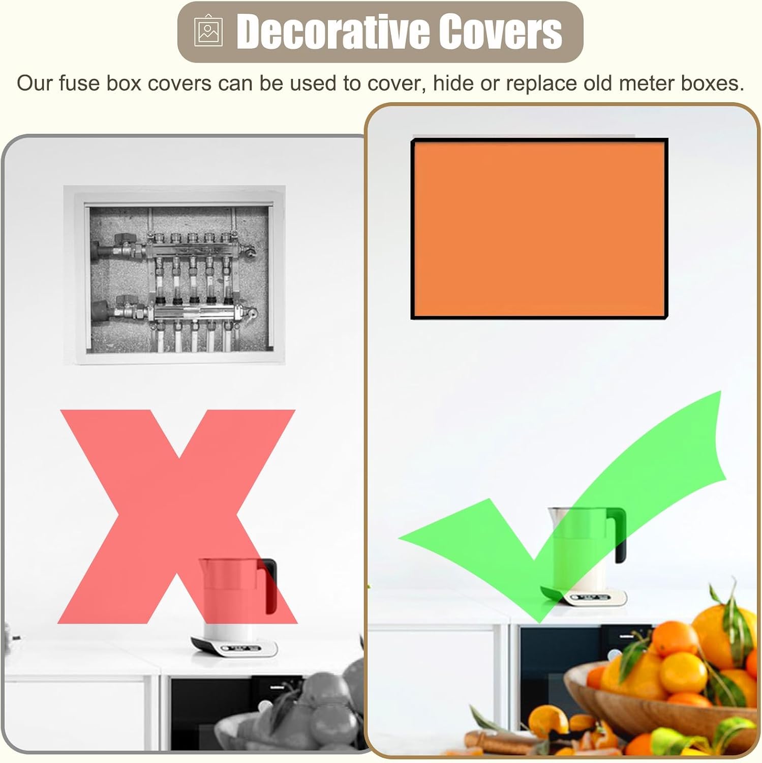 Decorative Fuse Box Cover Lid Replacement, Solid Colored Circuit Breaker Panel Covers for Distribution Box, Wall Mounted Alarm Electric Panel Cover(Blue,50x60cm(19 3/4x23 5/8'))