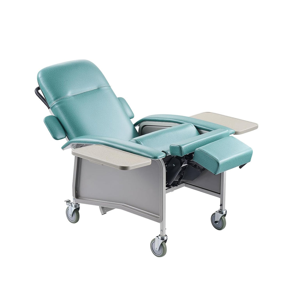 VEVOR Geri Chair Recliner, 4-Position Reclining Geri Chair with 2 Trays, 250 lbs Capacity Trendelenburg Medical Recliner Chair with 4 Wheels for Hospital, Nursing Home, Geriatric Home Care