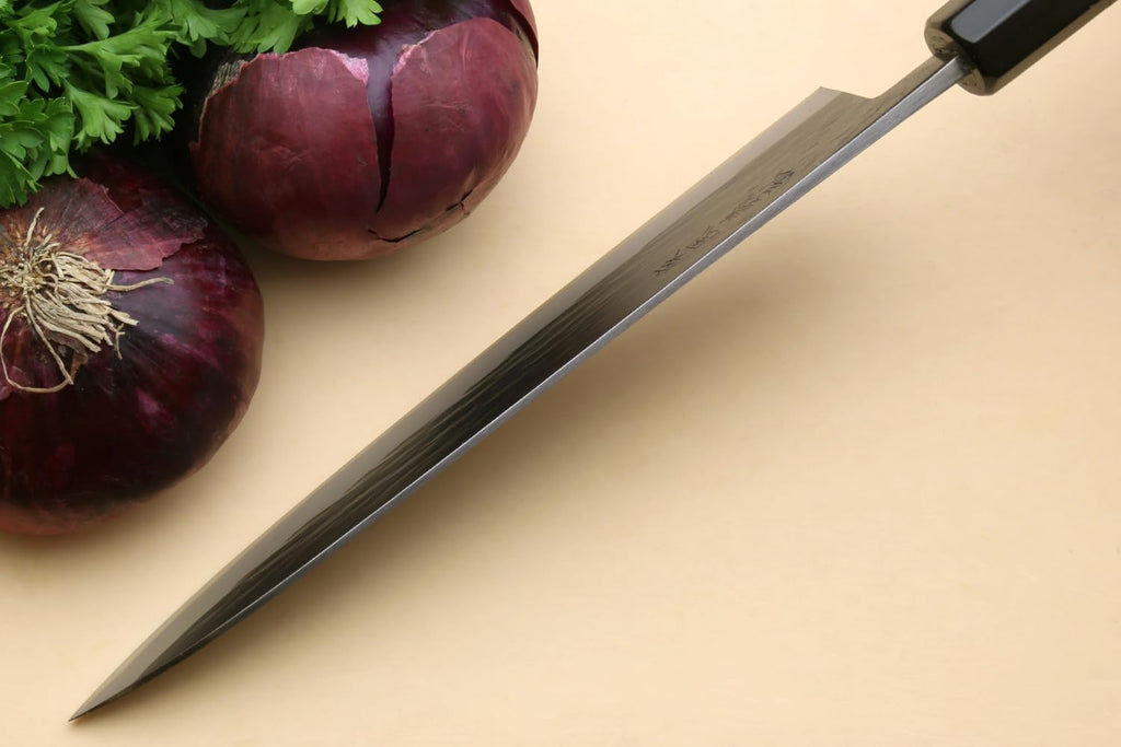 Yoshihiro Kurouchi Black-Forged Blue Steel Stainless Clad Gyuto Chefs Knife Ebony Handle (8.25'' (210mm) & No Saya)