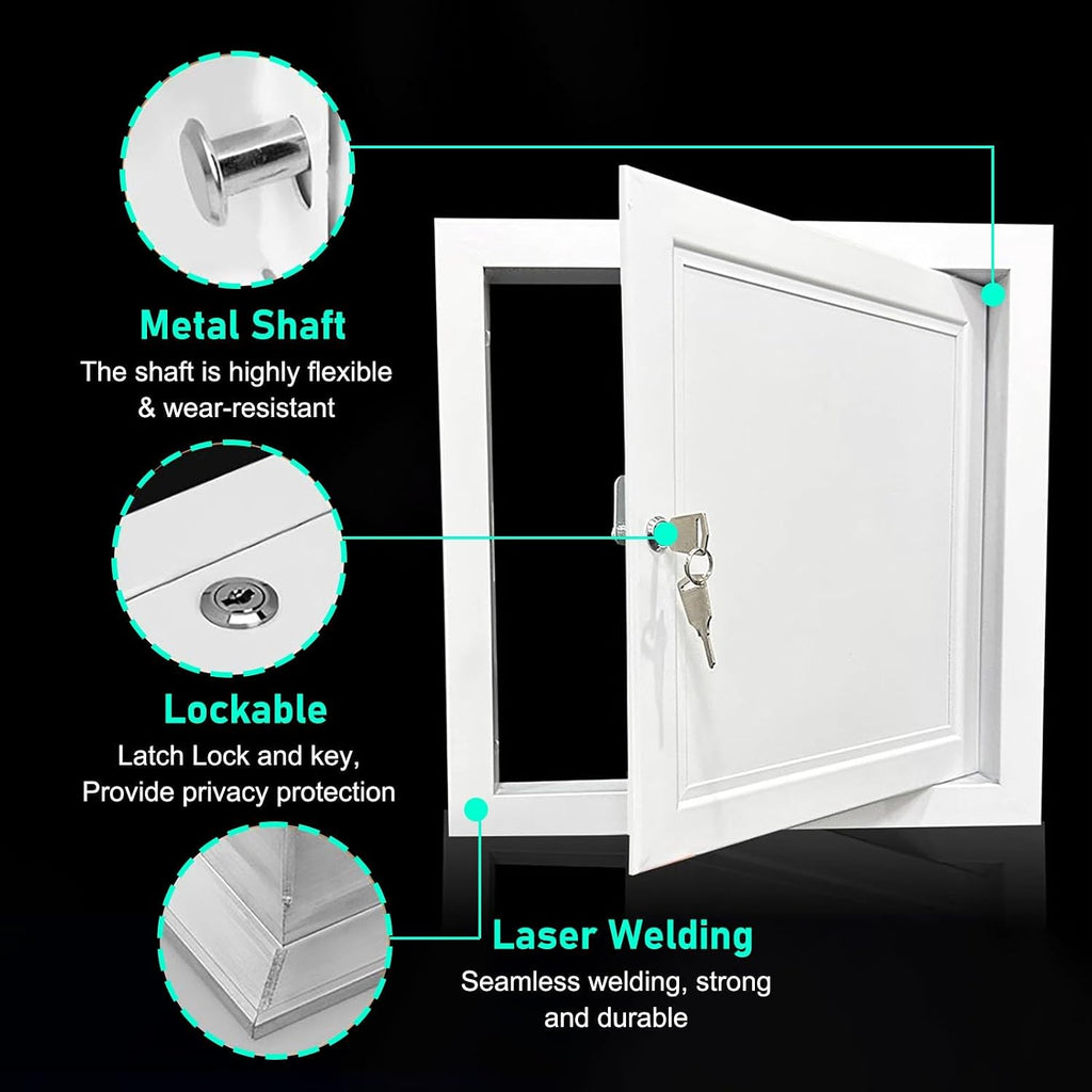 Metal Ceiling Wall Hatch Access Panel, Electrical Attic Door with Lock and Key White, Drywall Access Door Panel Service Cover Plate(13x22in(330x559mm))