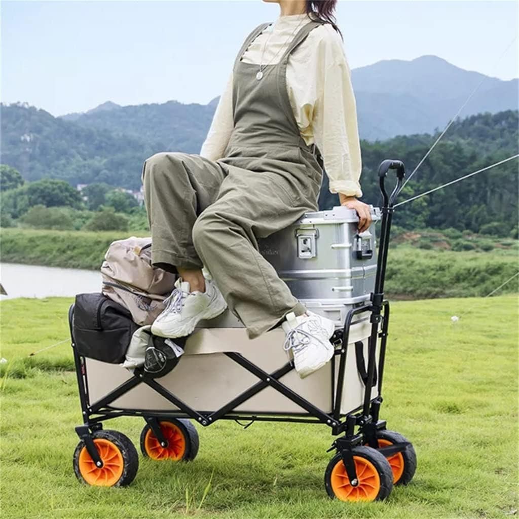 Folding Wagon Cart Beach Wagon Grocery Wagon Outdoor Utility Wagon 8' Wheel Portable Collapsible Camping Cart Garden Shop Sport Beach Hand Trolley Bearing 150 Kg Garden Wagon Utility Wagon Grocery Car
