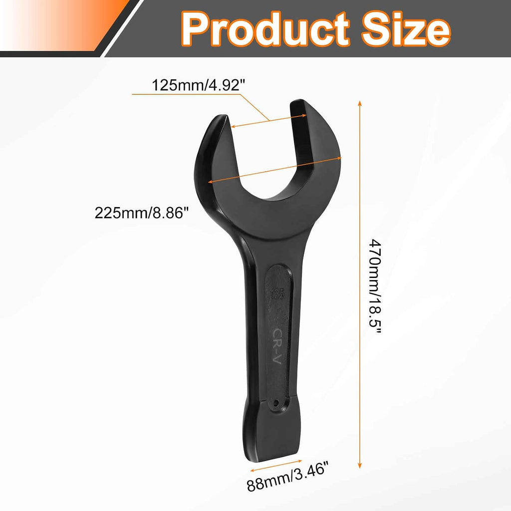HARFINGTON Open End Striking Wrench 125mm Metric CR-V Steel Single Open Spanner Baking Paint U Shape Head Wrench Hand Tool for Mechanical Automotive Repair