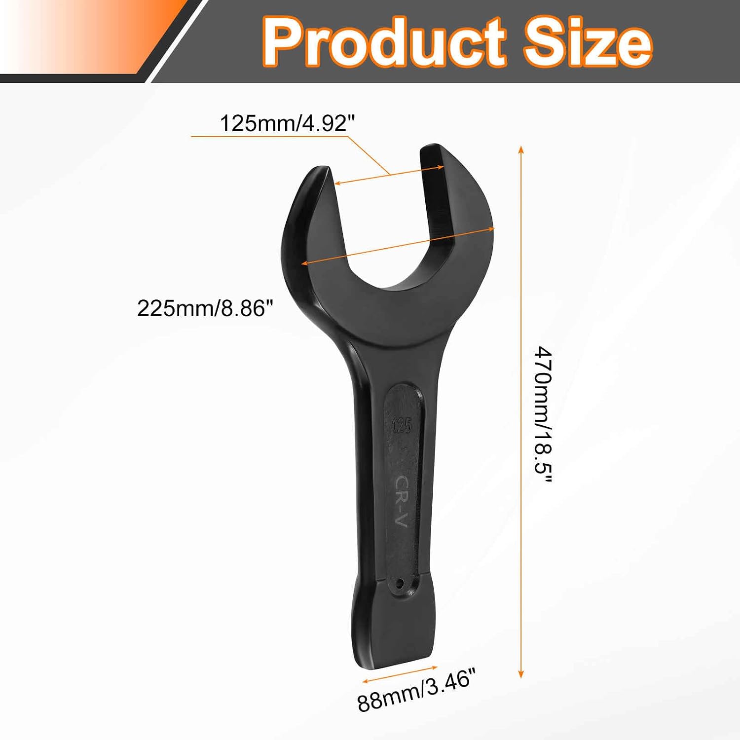 HARFINGTON Open End Striking Wrench 125mm Metric CR-V Steel Single Open Spanner Baking Paint U Shape Head Wrench Hand Tool for Mechanical Automotive Repair