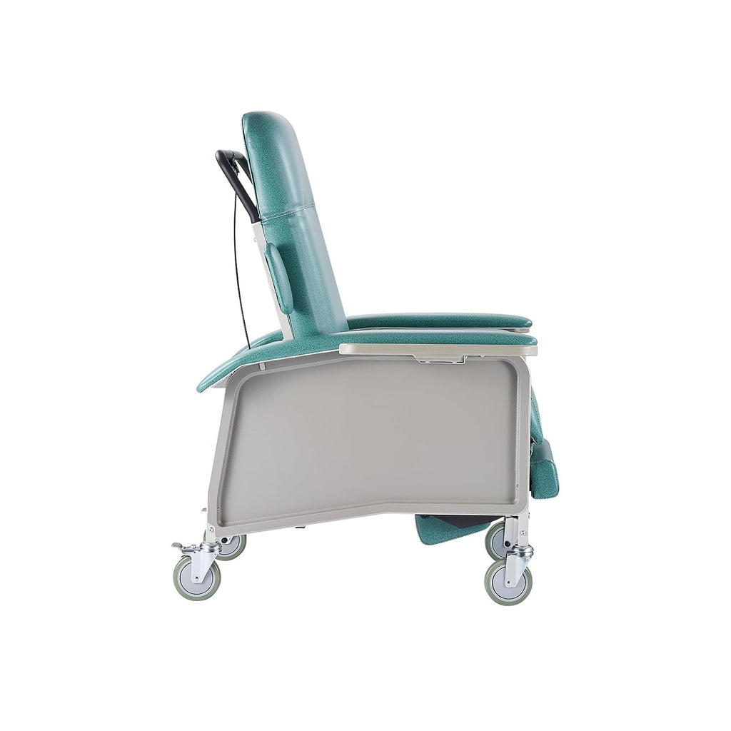 VEVOR Geri Chair Recliner, 4-Position Reclining Geri Chair with 2 Trays, 250 lbs Capacity Trendelenburg Medical Recliner Chair with 4 Wheels for Hospital, Nursing Home, Geriatric Home Care