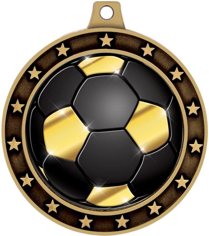 Crown Awards 2.75' Universe Star Soccer Shadow Medal Award, Gold Trophy Medal Prime
