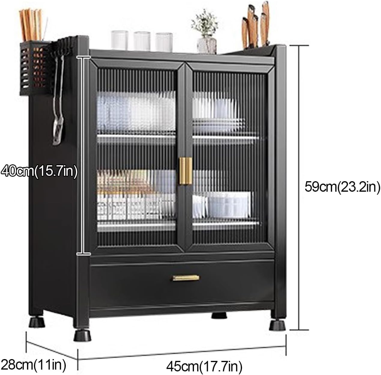 Dish Rack for Kitchen, Bakers Rack, Magnetic Cabinet Door, with Drawer, Kitchen Storage Rack, Suitable for Kitchen, Restaurant, Bathroom (Color : A)