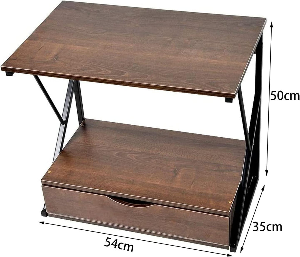 Microwave Storage Rack 2-Tier Kitchen Baker's Rack, Microwave Oven Rack Kitchen Counter Storage Organizer, Wood Kitchen Shelf Rack with Drawer Stand/Wood Color (Brown),Brown