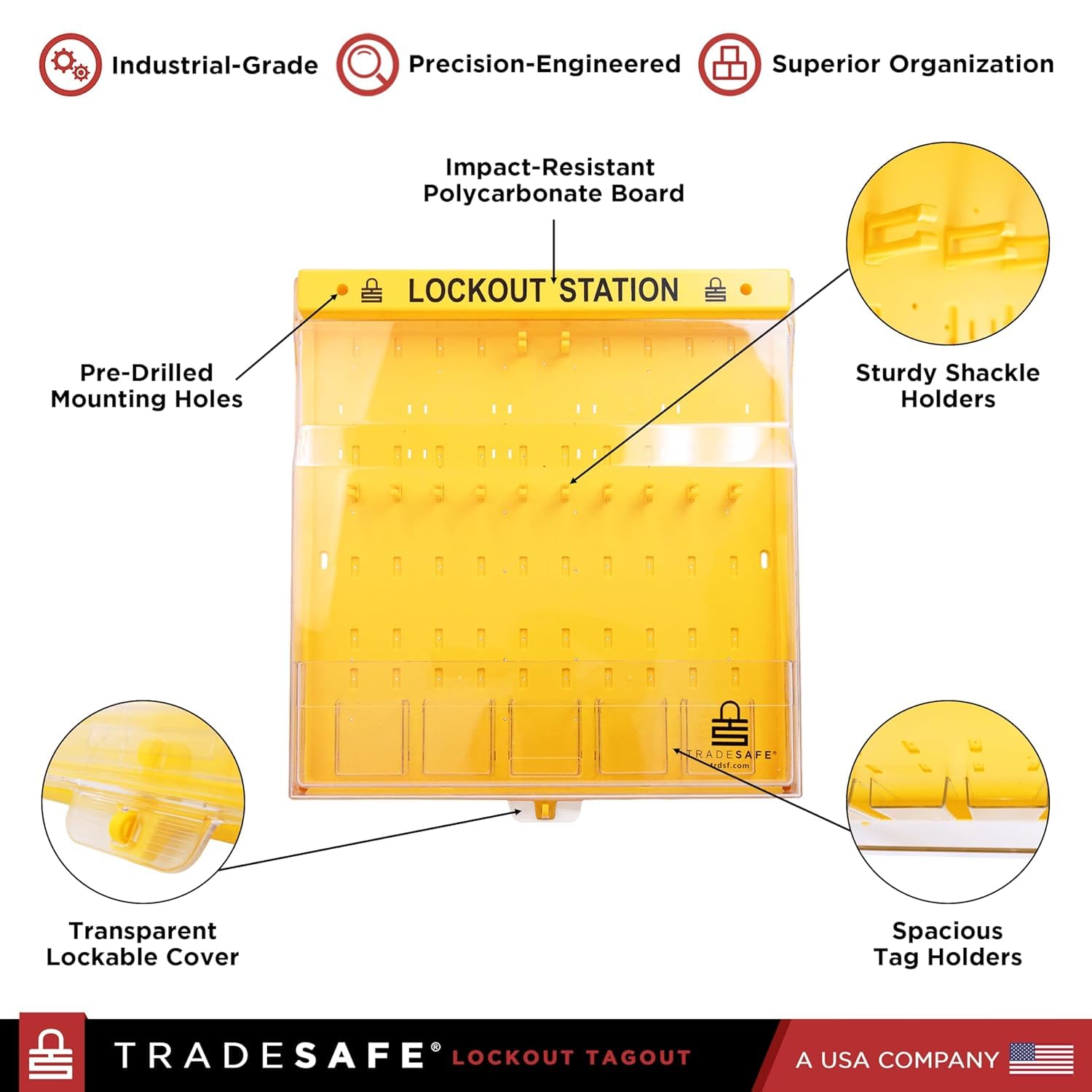 TRADESAFE Lockout Tagout Station - 105 Loto Devices, Loto Locks, Breaker Lockout Devices, Loto Tags, Lockout Hasp, Cable Lock, Lock Out Tag Out Kit Board, OSHA-Compliant