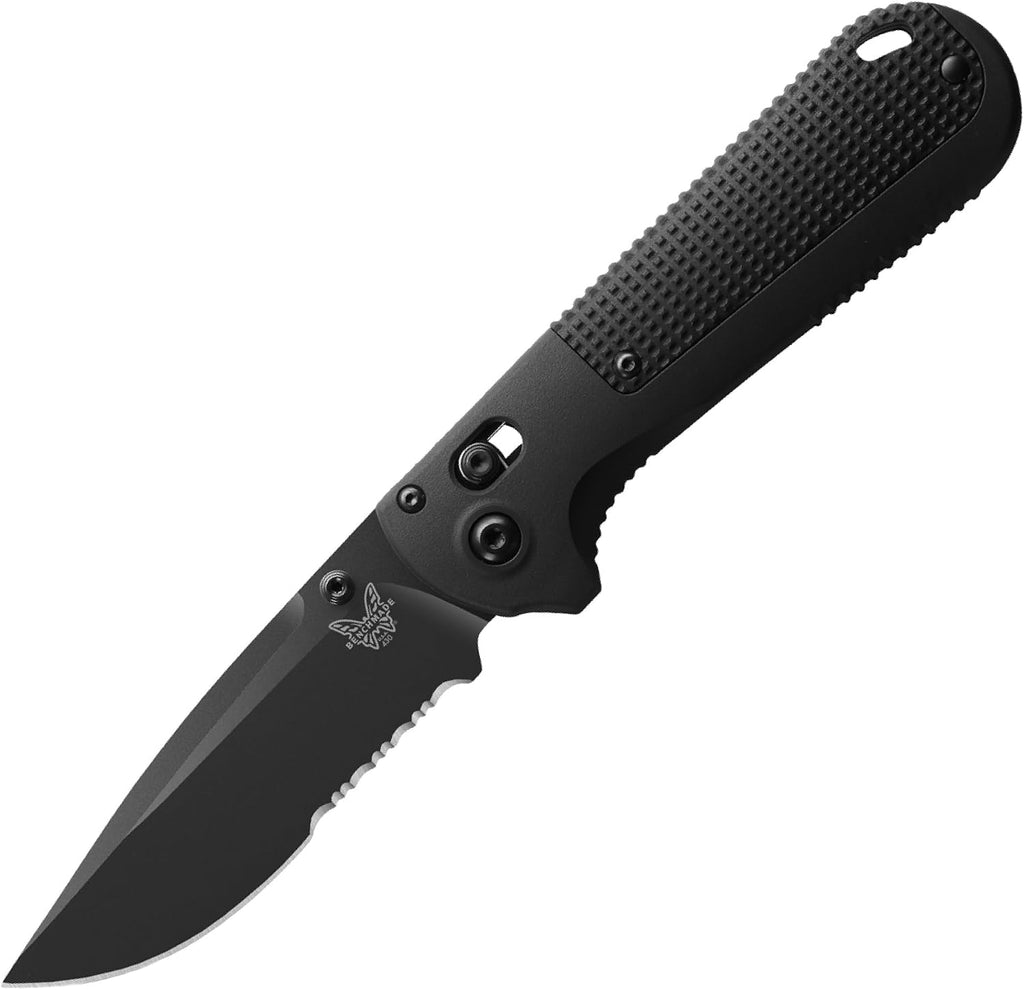Benchmade - Redoubt Tactical, Every Day Knife, Serrated Edge, Drop-Point Blade with Black Grivory Handle (430SBK-02)