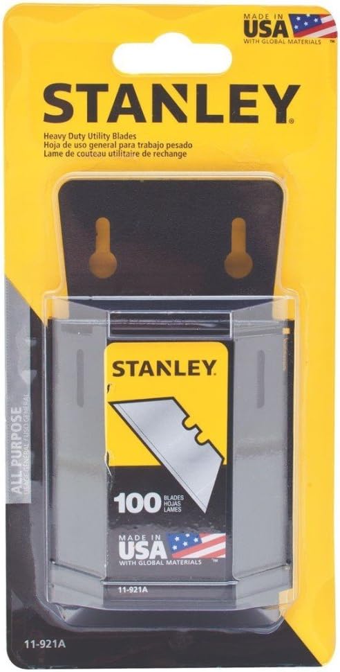 12 Pack of Stanley 11-921A 1992 Heavy Duty Utility Blades w/Dispenser (100 per Package, 1,200 Total Blades)