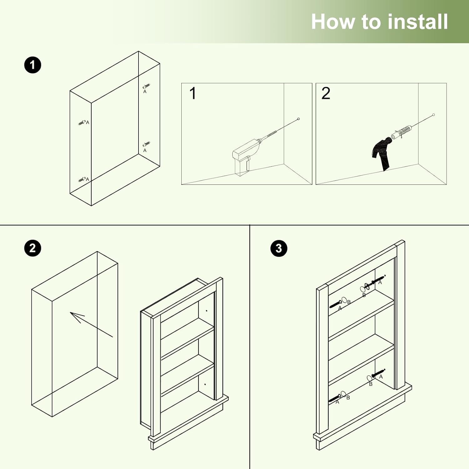 Recessed Medicine Cabinet,14x24 in Wall Bathroom Cabinet with Storage,Bathroom Niche for Shower Wall for Bedroom/Hallway,Black Shower Wall Niche Insert for Drywall,MDF