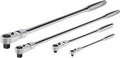 Powerbuilt 4 Piece Pro Tech Long Reach Flex Head Ratchet Set, 72-Tooth, 180° Flex Head, Contoured Grip Handles, 1/4' Dr. x 7', 3/8' Dr. x 9' & 17', 1/2' Dr. x 17' - 240238