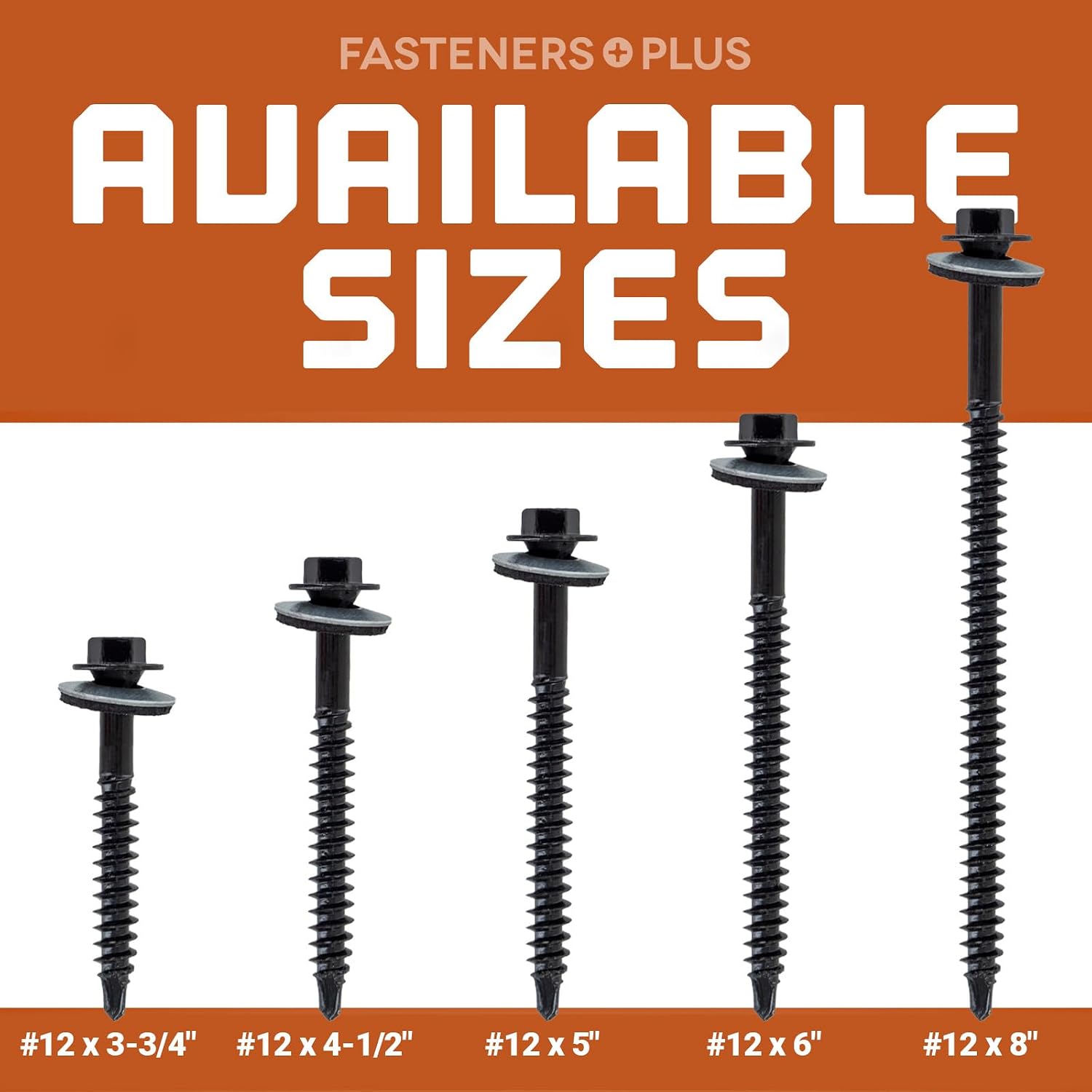 Fasteners Plus ST Fastening InsulDrill Metal-to-Wood #12 X 5 Tan Screws with G-90 Bonded Sealing Washer, 100-Count - Designed for Metal Roofing and Siding Panels