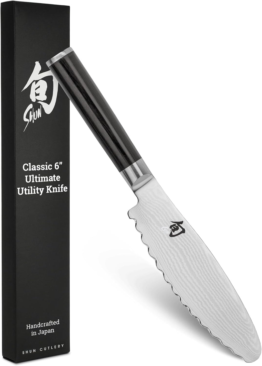 Shun Classic 6' Ultimate Utility Knife, Handcrafted Japanese Knife, VG-MAX Core with Damascus Stainless Steel Cladding, Pakkawood Handle, Precision and Sharpness for Professional and Home Chefs