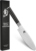 Shun Classic 6' Ultimate Utility Knife, Handcrafted Japanese Knife, VG-MAX Core with Damascus Stainless Steel Cladding, Pakkawood Handle, Precision and Sharpness for Professional and Home Chefs