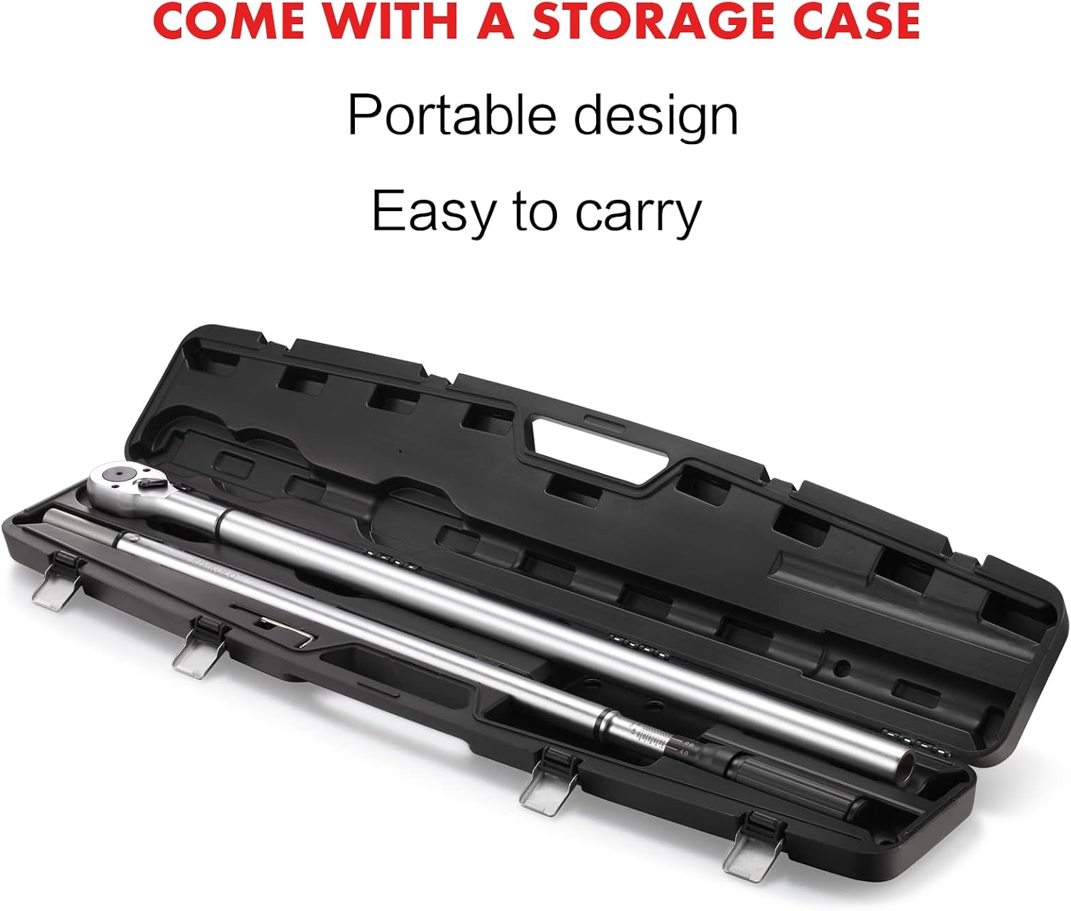 1-Inch Drive Click Torque Wrench, 200-1000ft.lb / 271-1356.7Nm Dual-Direction Adjustable Torque Wrench Set with Buckle