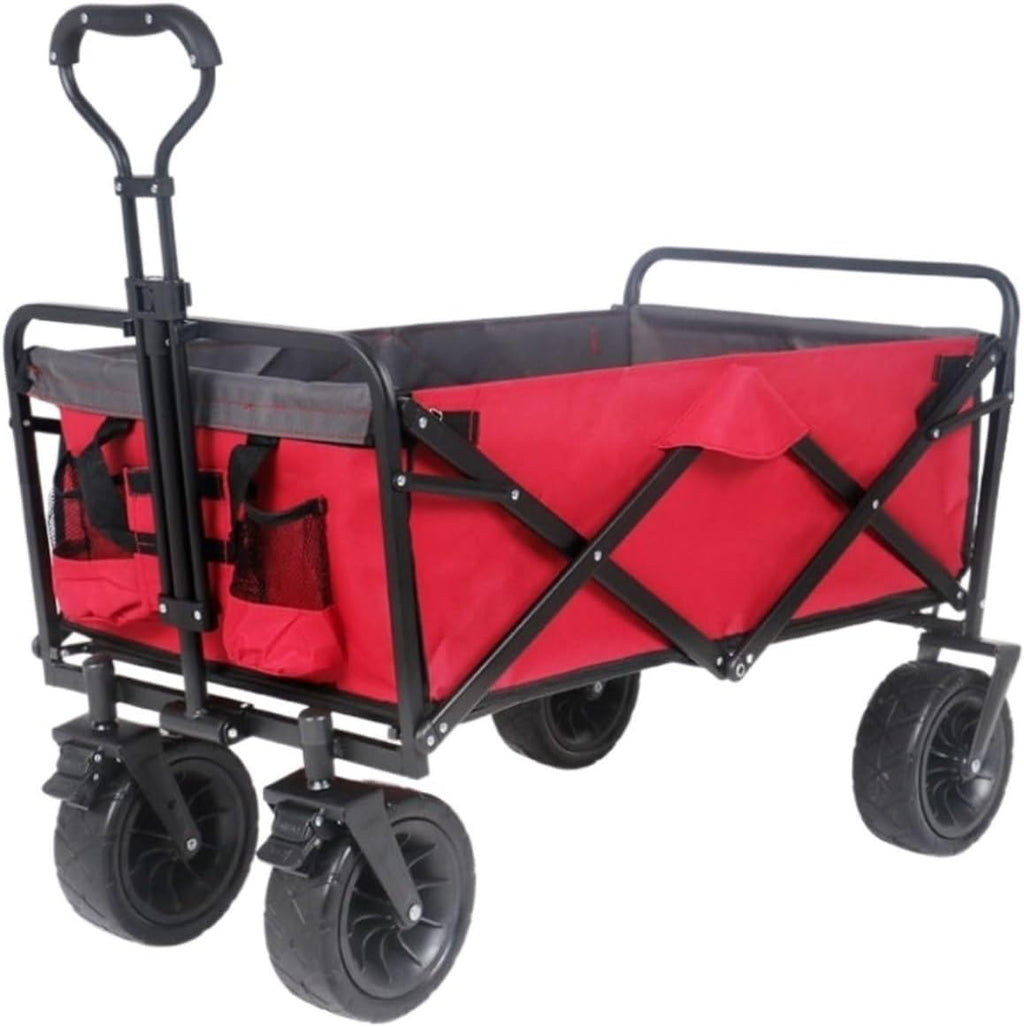 Folding Wagon Cart Beach Wagon Grocery Wagon Folding Utility Wagon Cart Collapsible Outdoor Wagon With Wheel Adjustable Handle For Camping Grocery Sports Shopping Garden Wagon Utility Wagon Grocery Ca