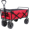Outdoor Folding Camping Beach Utility Wagon Cart with Adjustable Handle Collapsible Shopping Festival Trolley for Grocery and Sports