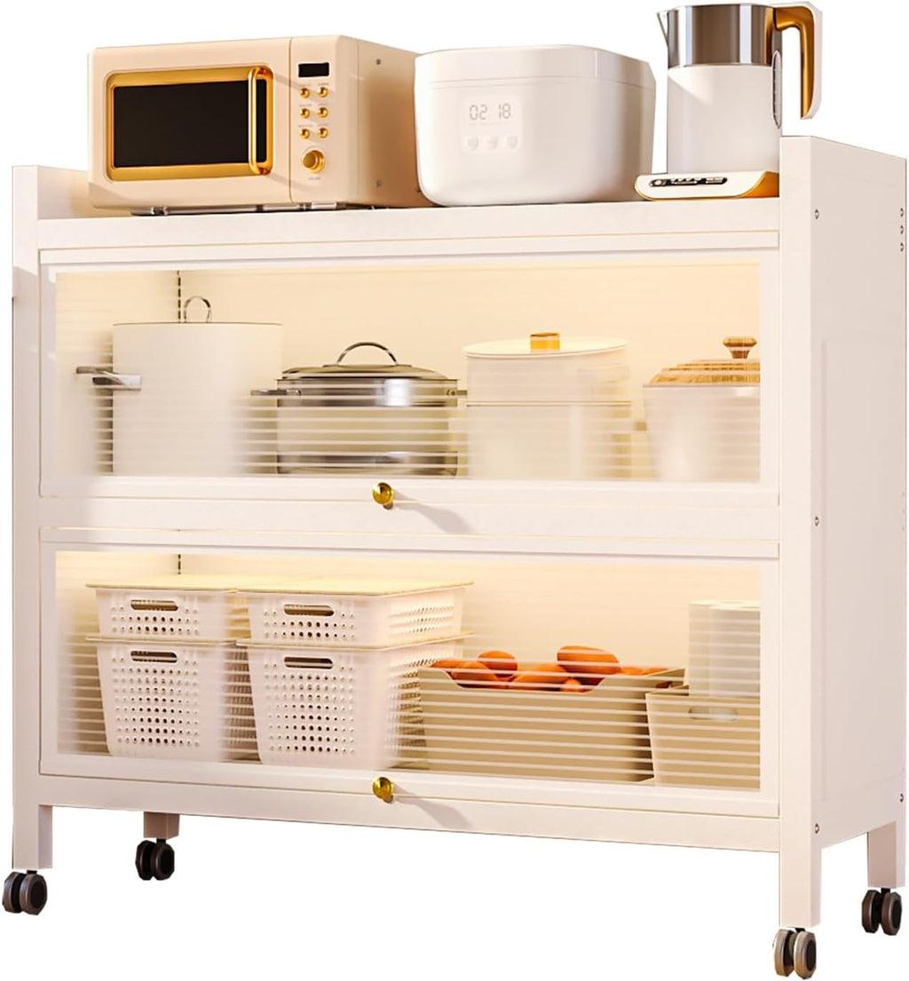 3-Tier Kitchen Pantry Storage Cabinet, Coffee Bar with Drawer, Kitchen Baker's Rack Flip Door, Space-Saving Kitchen Storage Solution - 100Cm/39.4In