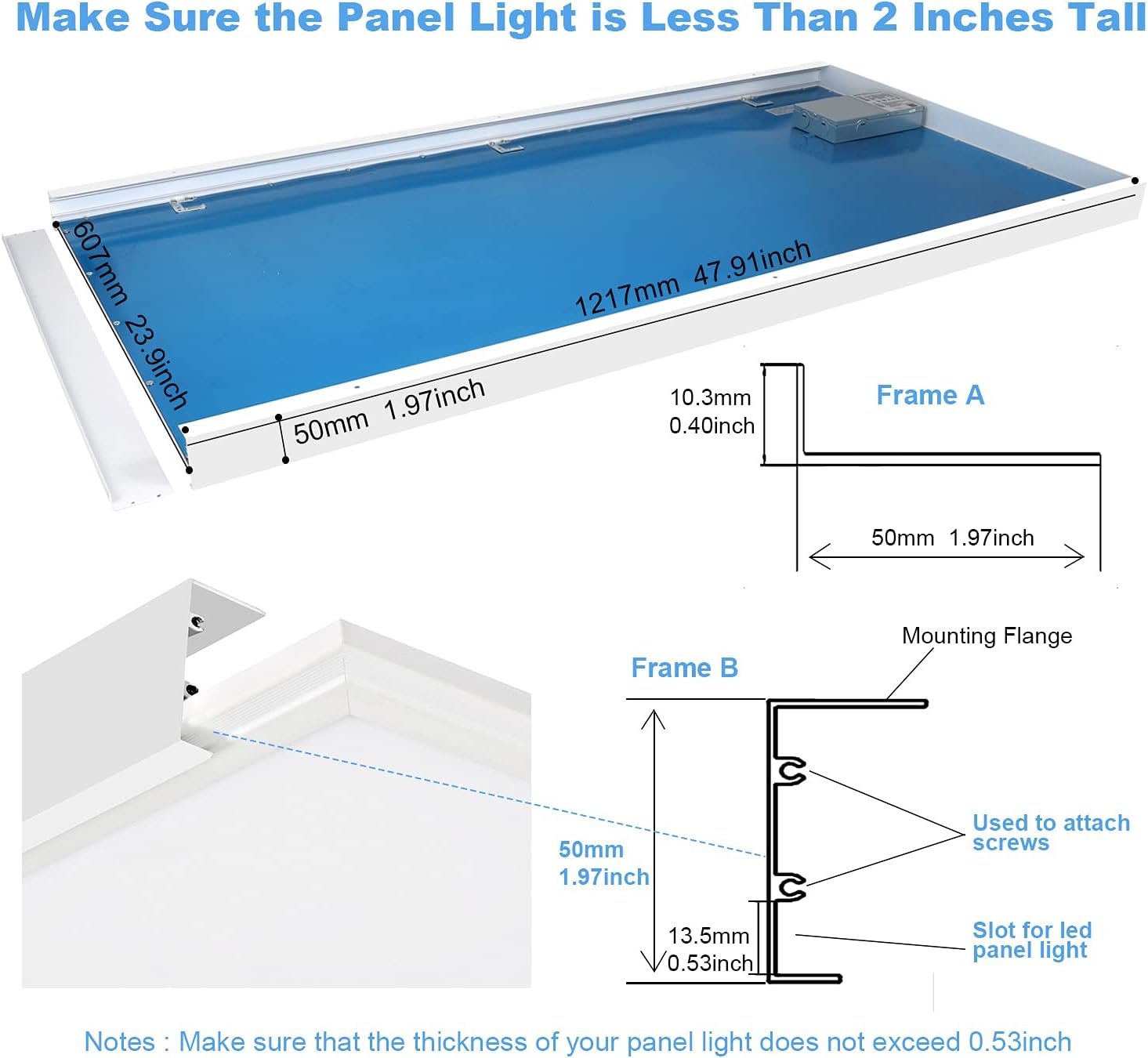 10 Pack 2x4 Surface Mount Kit Aluminum Frame for 2x4 LED Flat Panel Light, Not Included LED Panel Light