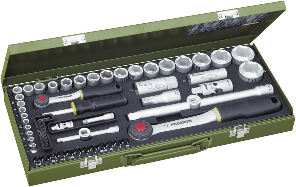 PROXXON Vadaap 23040 Socket Set, Multi-Colour, 1/4-1/2-Inch, Set of 56 Pieces