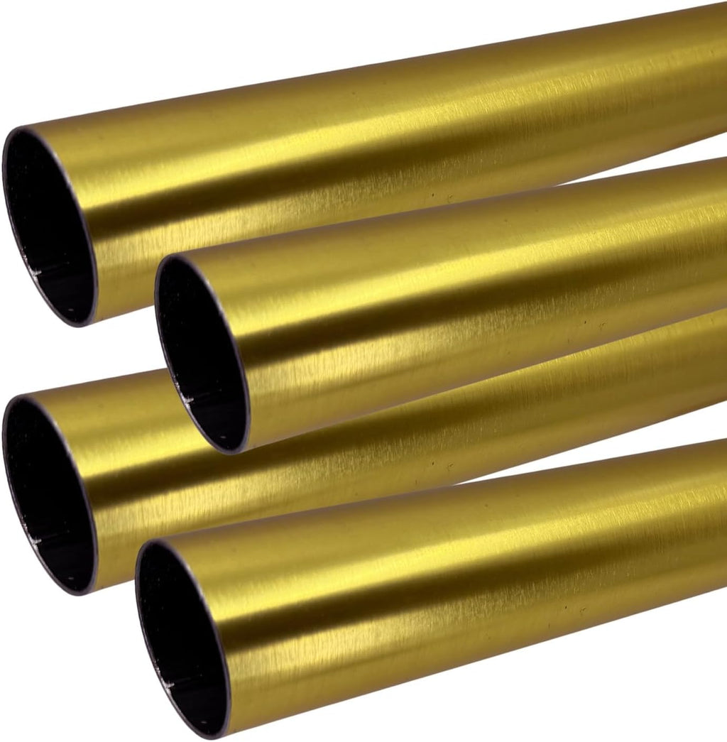 94' HEAVY DUTY Round Closet Rod | 32mm Diameter | Satin Brass Clothes Pole | 4 Pack