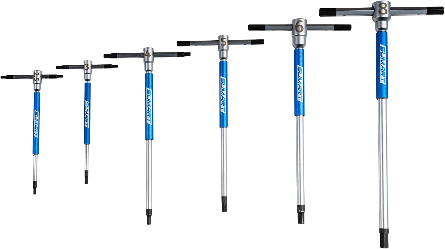 SUMART Sliding T-Handle Hex Tool Set – STH-6 CR-V Steel Allen Wrenches with Roll-Up Pouch (2.5–8mm) for Bicycle & Workshop Use