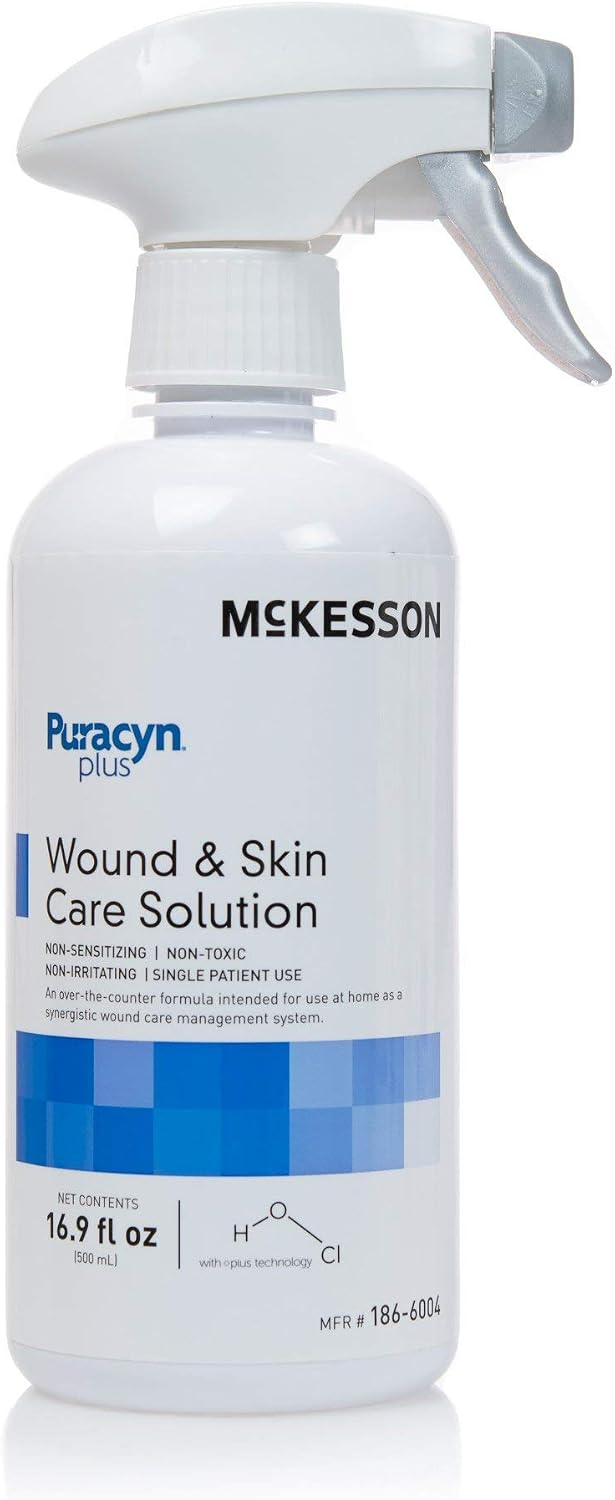 McKesson Puracyn Plus Wound and Skin Cleanser Spray [6 Count] - 16.9 oz Hypochlorous Acid Dermal Wound Wash for Cuts, Burns, Sores, and Skin Irritations, Non-Sting First Aid HOCl Spray