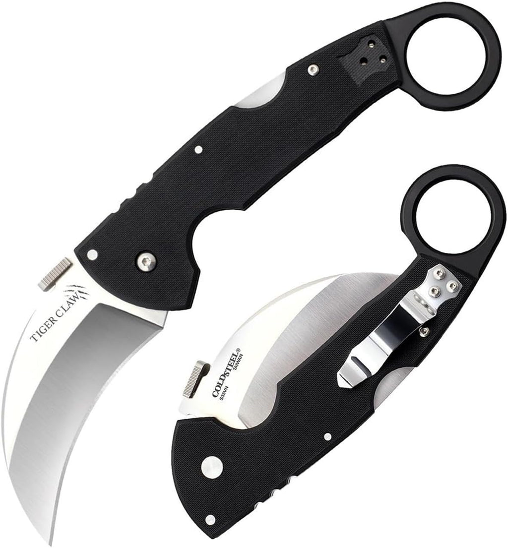 Cold Steel Tiger Claw 3' S35VN Razor-Sharp Blade 6' Easy-to-Grip G-10 Handle EDC Tactical Folding Knife with Tri-Ad Locking Mechanism