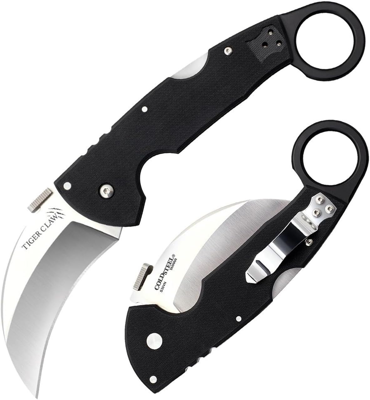 Cold Steel Tiger Claw 3' S35VN Razor-Sharp Blade 6' Easy-to-Grip G-10 Handle EDC Tactical Folding Knife with Tri-Ad Locking Mechanism
