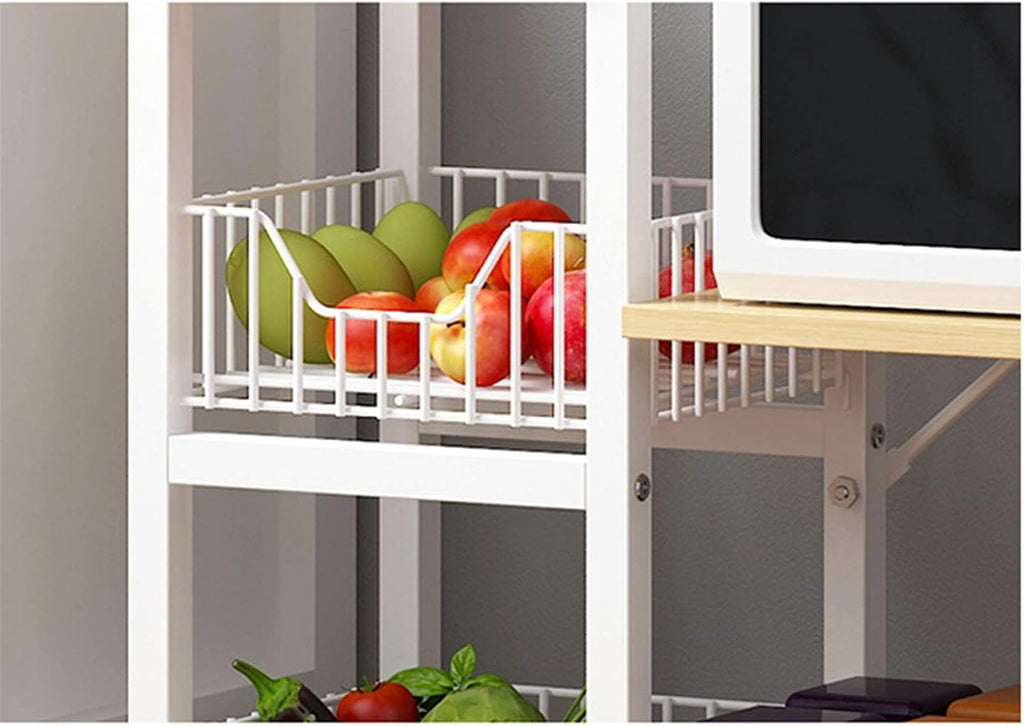 Shelf Unit Microwave Stand with Storage and Drawer Storage Cart Workstation Shelf 4-Tier Kitchen Baker's Rack Utility Shelf for Kitchen Cabinet Tableware (Color : White Size : 80x30x106cm)