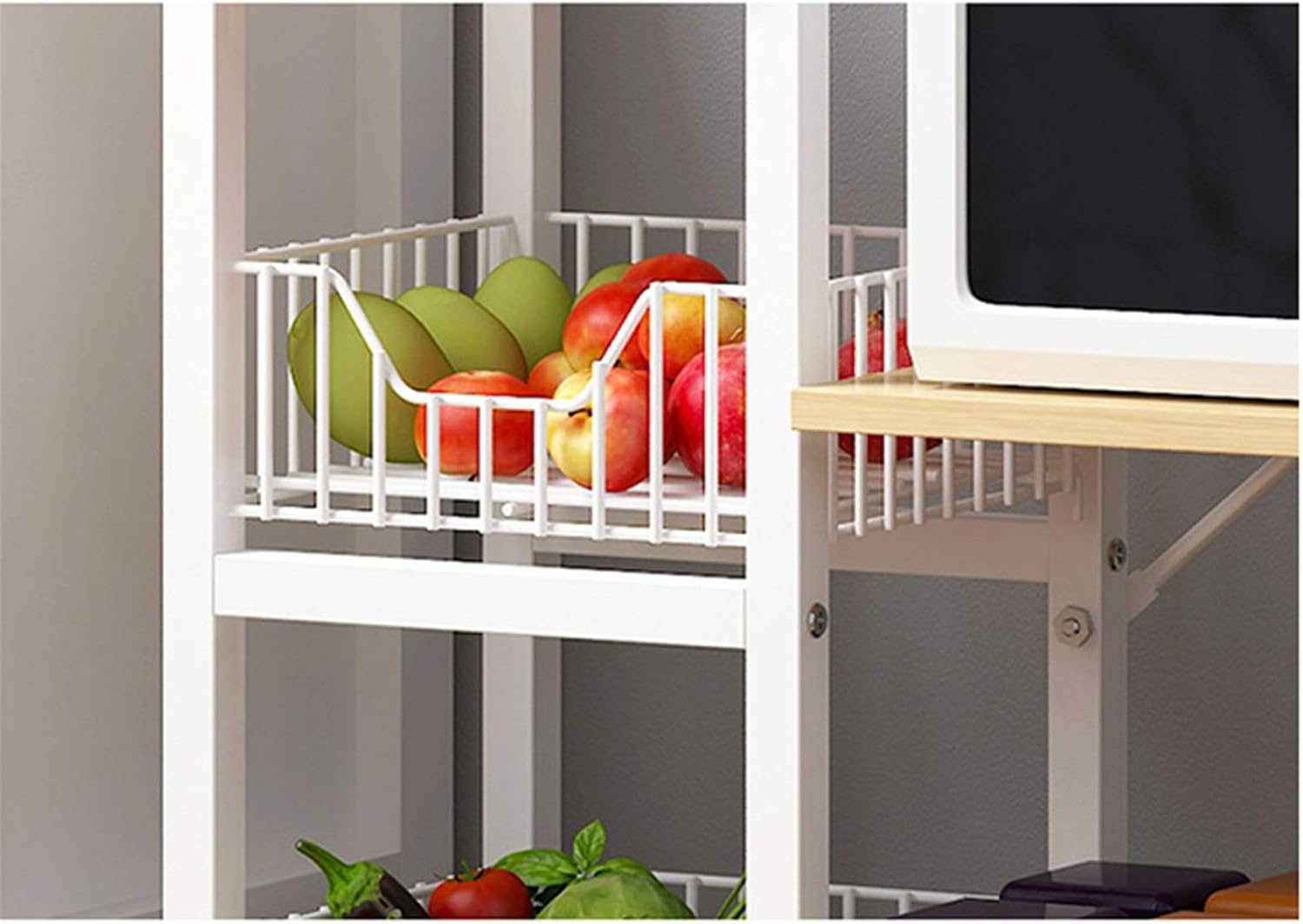 Shelf Unit Microwave Stand with Storage and Drawer Storage Cart Workstation Shelf 4-Tier Kitchen Baker's Rack Utility Shelf for Kitchen Cabinet Tableware (Color : White Size : 80x30x106cm)
