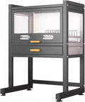 Kitchen Countertop Bakers Rack, Microwave Oven Stand, Countertop Dish Storage Cabinet with Drawers, for Kitchen, Dining Room, Living Room Space Saving(Black,Large)