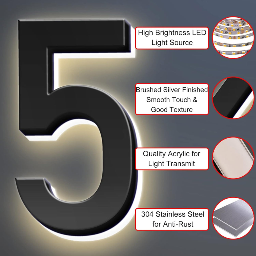 House Numbers, Backlit LED Address Numbers, Modern Lighted House Numbers, Lighted Up House Numbers For Outside.,9