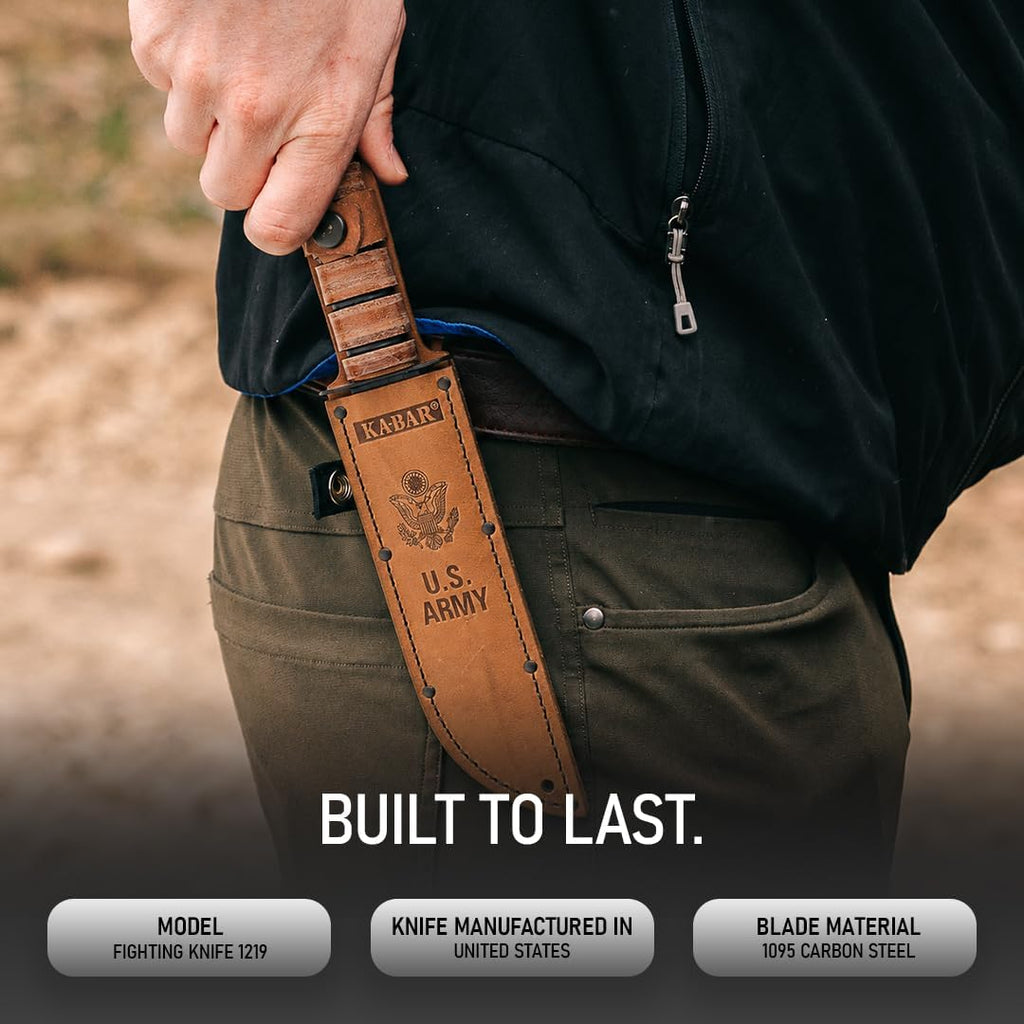 KA-BAR KB1219 Army Serrated W/Leather Sheath