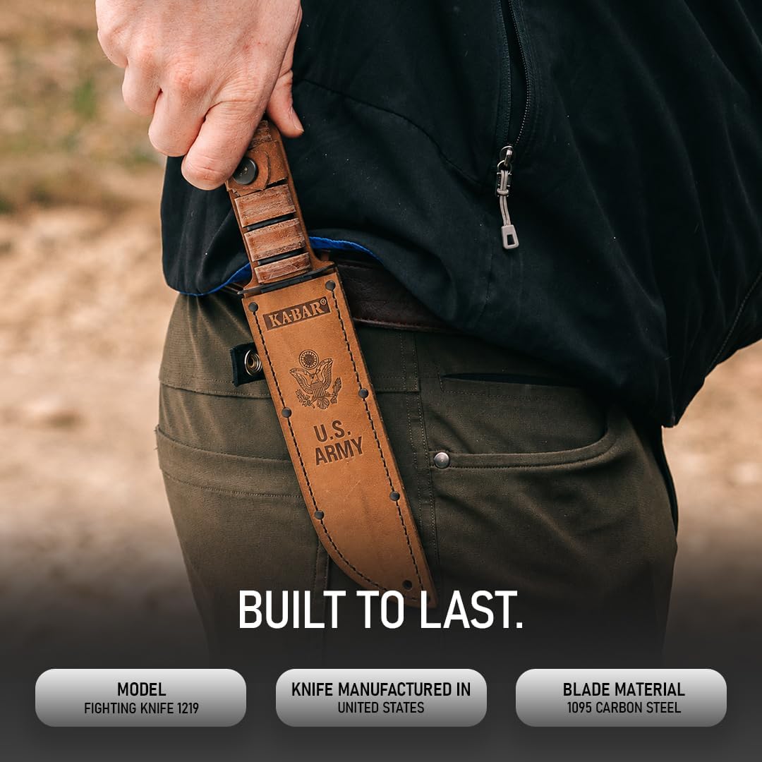 KA-BAR KB1219 Army Serrated W/Leather Sheath
