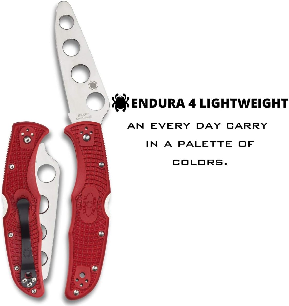 Spyderco Endura 4 Trainer Folding Pocket Knife with 3.5' AUS-6 Steel Blade and FRN Handle - EDC Knife for Men and Women, Perfect for Hunting, Tactical, Camping, Survival, Hiking - BluntedEdge - C10TR