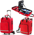 First Aid Kit Bag Rolling Medical Supplies Bag with Detachable Trolley, Nurse Rolling Bag Emergency Rescue Kit for Outdoor Hiking, Backpacking, Camping, Traveling