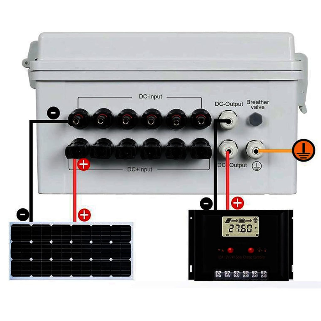PV Combiner Box for Off Grid Solar Power Systems - 8 String IP65 DC Breaker Box, Photovoltaic Electric Box, Outdoor Use, Weatherproof Design, Solar Energy Solution, 80A Current Rating