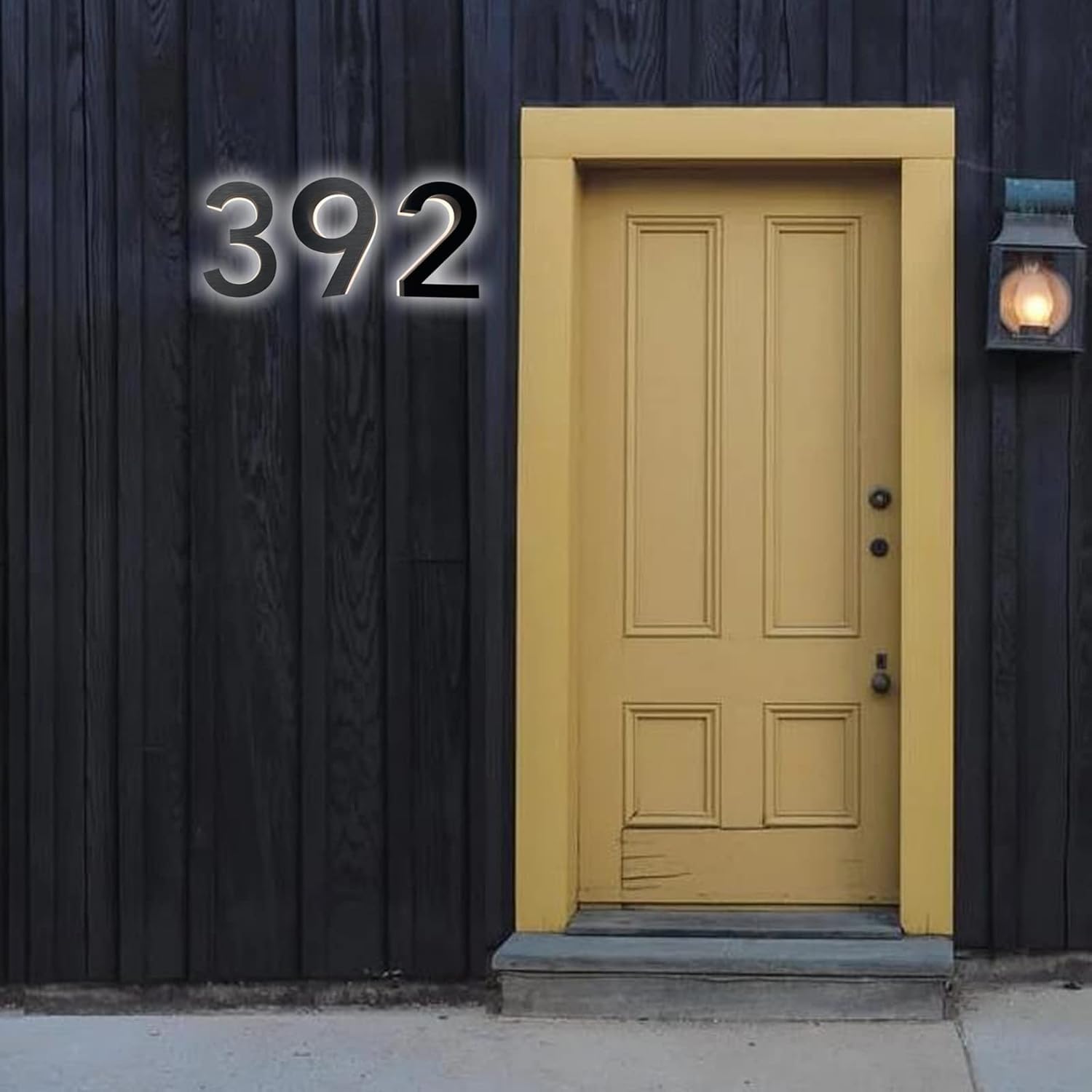 Backlit Lighed LED House Numbers, Black Finishes, Address Signs Lighted Plaque, Outdoor/Indoor, Modern, Low-Voltage, Weatherproof, Day & Night, White Light,18 Inch,8