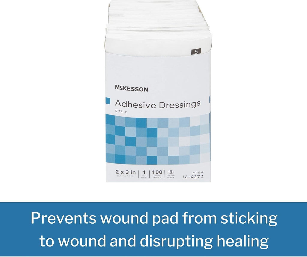 McKesson Adhesive Dressing, Sterile, Cotton/Polyester, 2 in x 3 in, 100 Count, 24 Packs, 2400 Total