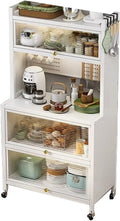 Microwave Stand with Storage - 5/6 Tier Bakers Rack Organizer with Drawers and Flip Doors for Kitchen and Living Room Utility Shelf