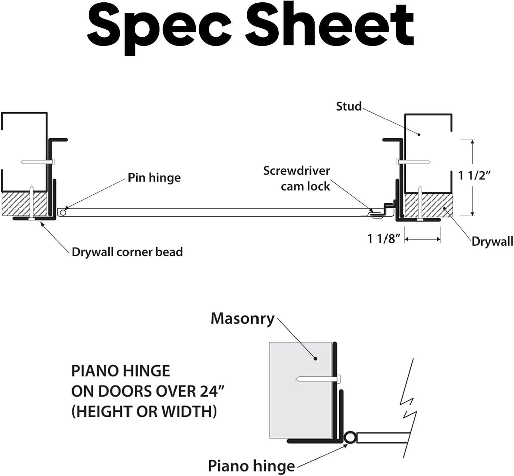 Best 12' x 12' Universal Metal Access Panel with Bead Flange, 16-Gauge Steel Access Door with Hidden Hinge, LEED Compliant Access Panel for Non-Rated Drywall/Ceilings, Screwdriver Latch, BA-UAP-DF