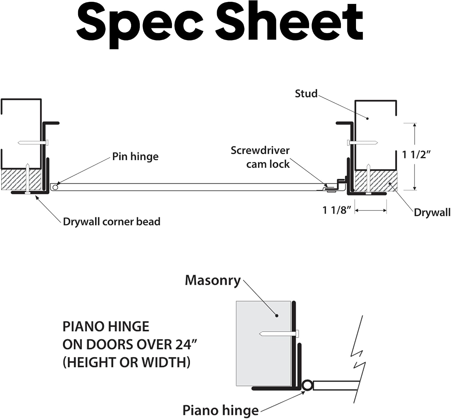 Best 12' x 12' Universal Metal Access Panel with Bead Flange, 16-Gauge Steel Access Door with Hidden Hinge, LEED Compliant Access Panel for Non-Rated Drywall/Ceilings, Screwdriver Latch, BA-UAP-DF