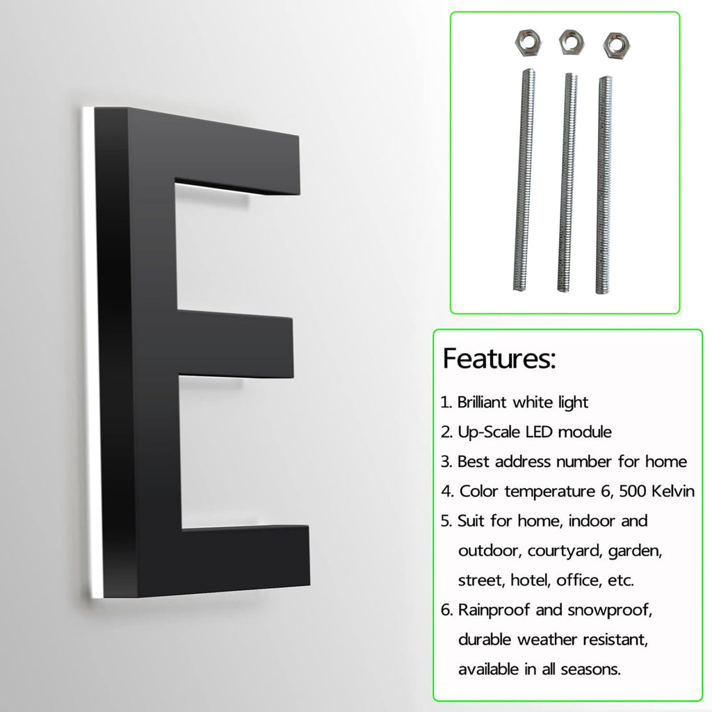 LED House Number, Backlit Lighted LED Home Address Numbers, Stainless Steel Black Illuminated House Number For Outside, Yard, Street, White Light,16 Inch,Z