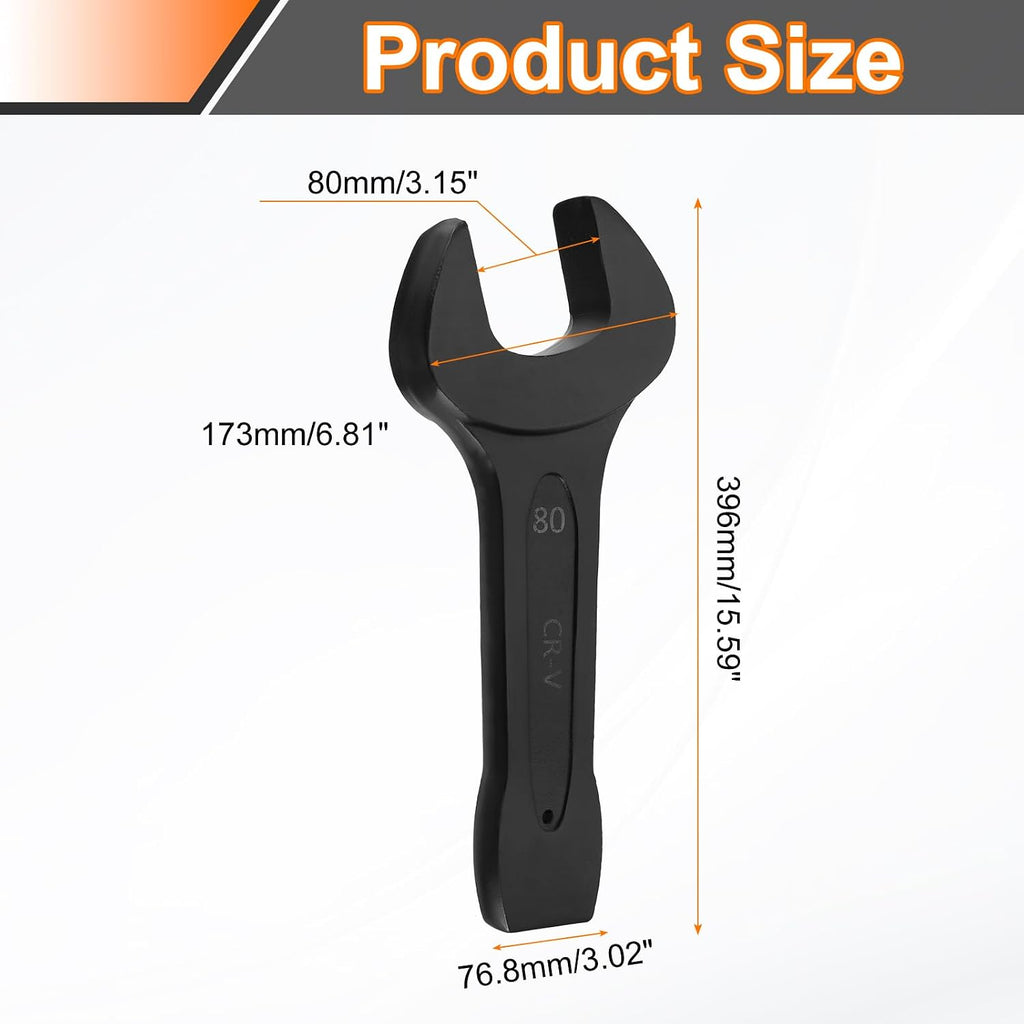 HARFINGTON Open End Striking Wrench 80mm Metric CR-V Steel Single Open Spanner Baking Paint U Shape Head Wrench Hand Tool for Mechanical Automotive Repair