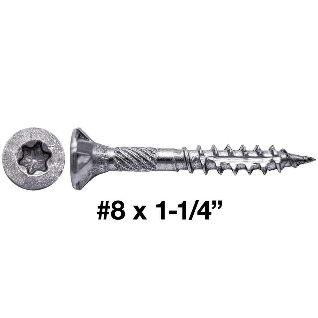 Silver Star 8 x 1-1/4' Stainless Steel Wood Screw - Torx/Star Drive Head - Grade 305 - Approx. 1150 Screws (5 Pounds)